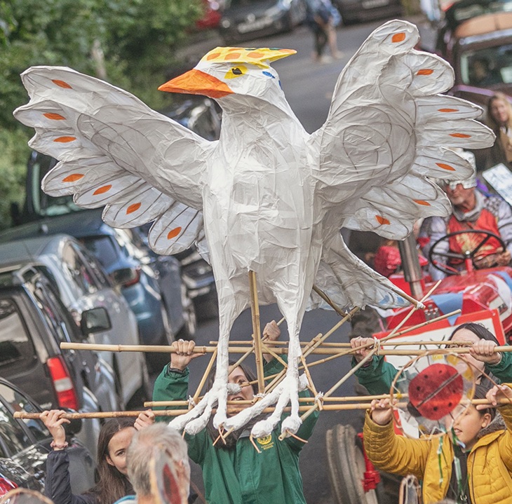 The Phoenix/Eagle at Luxulyan Carnival - made by Year 5 & 6 pupils at Luxulyan Primary School, working with Laura Frances Martin. Photo: Haze Lawson The Phoenix/Eagle at Luxulyan Carnival - made by Year 5 & 6 pupils at Luxulyan Primary School, working with Laura Frances Martin. Photo: Haze Lawson